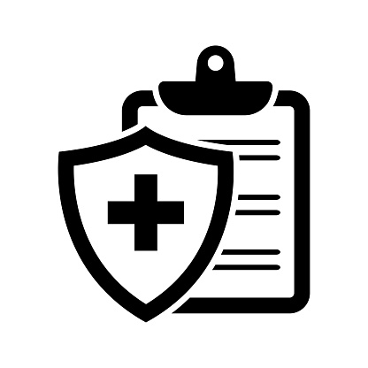 Black medical insurance icon. Vector illustration